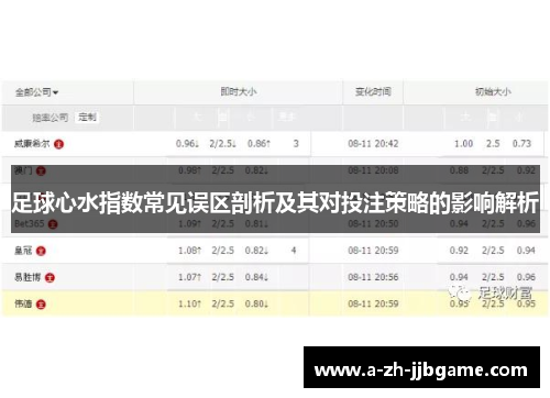 足球心水指数常见误区剖析及其对投注策略的影响解析